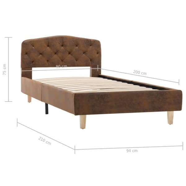 vidaXL Sängram brun konstmocka 90x200 cm Brun