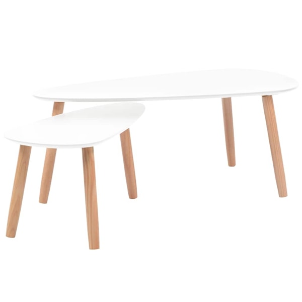 vidaXL Soffbord 2 st massiv furu vit Vit