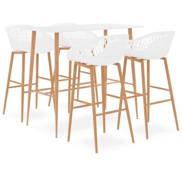vidaXL Bargrupp 5 delar vit Vit