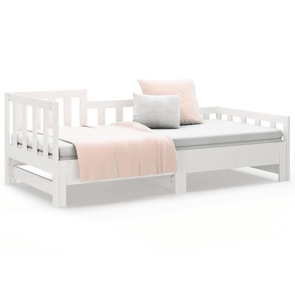 vidaXL Utdragbar dagbädd vit 90x190 cm massiv furu Vit