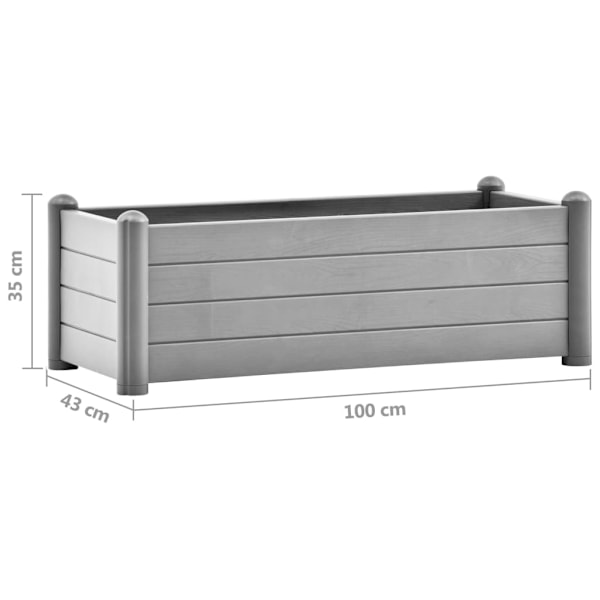 vidaXL Upphöjd odlingslåda PP stengrå 100x43x35 cm grå