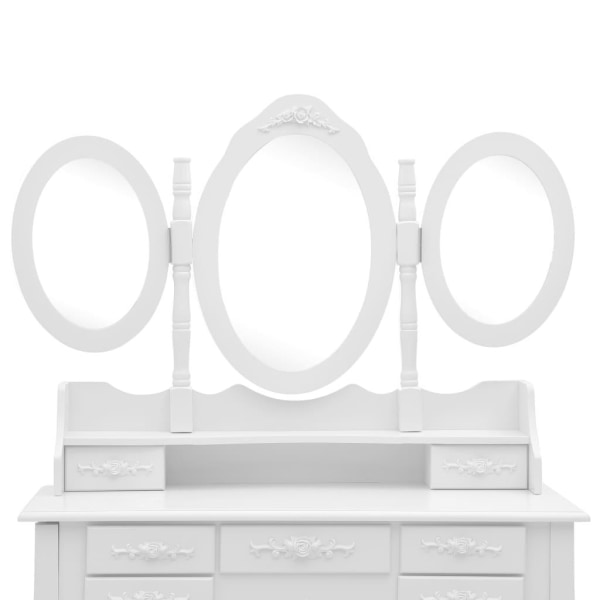 vidaXL Sminkbord med pall och 3 speglar vit Vit