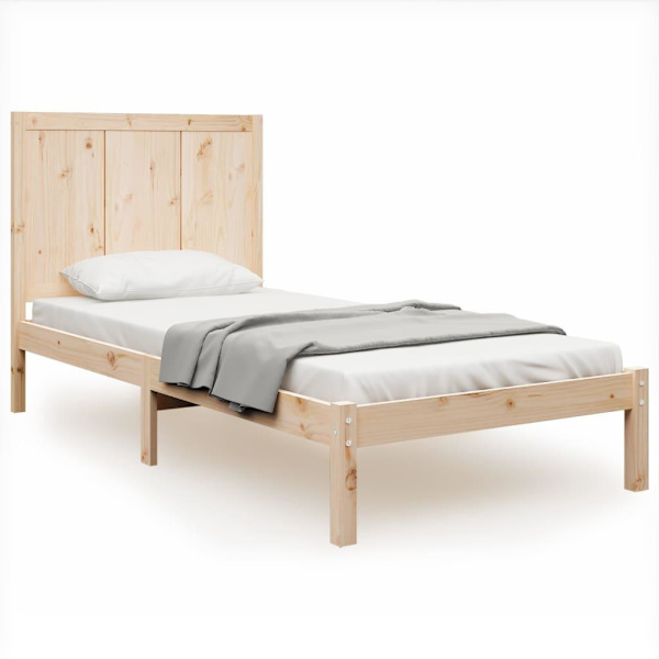vidaXL Sängram massiv furu 90x190 cm Brun
