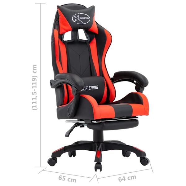 vidaXL Gamingstol med fotstöd röd och svart konstläder Röd