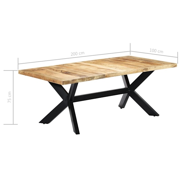 vidaXL Matbord 200x100x75 cm massivt mangoträ Brun