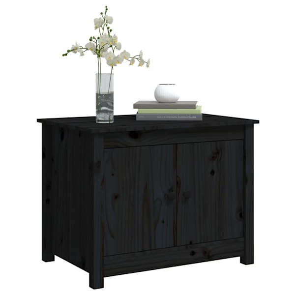 vidaXL Soffbord svart 71x49x55 cm massiv furu Svart