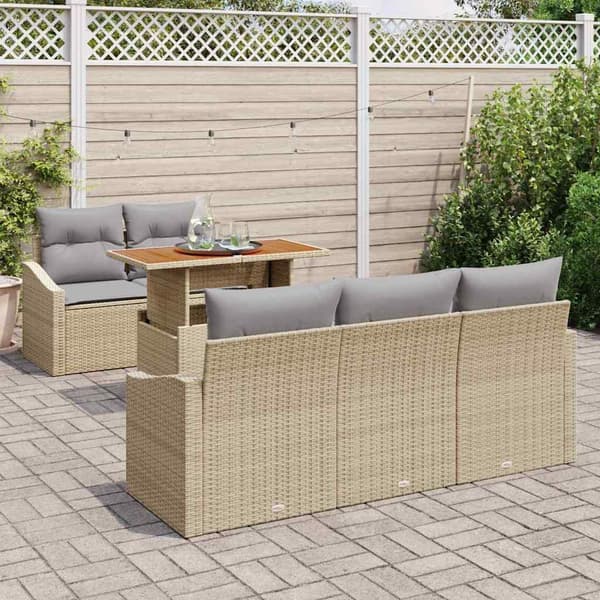 vidaXL Trädgårdsoffset 6 st Beige Poly rattan Beige