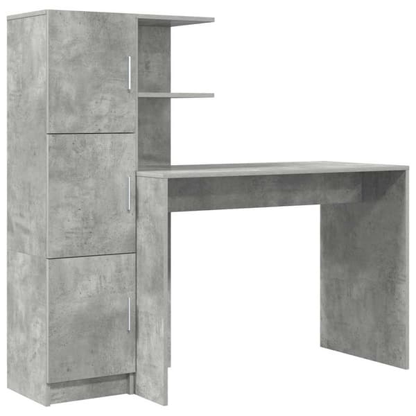 vidaXL Skrivbord 2 pcs Betonggrå Grå