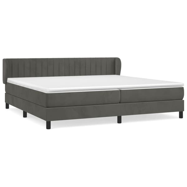 vidaXL Ramsäng med madrass mörkgrå 200x200 cm sammet Grå