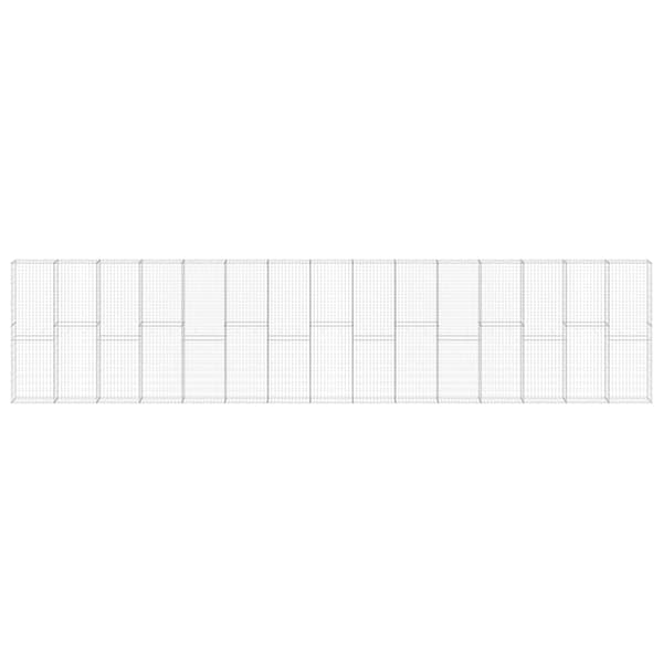 vidaXL Gabionmur galvaniserat stål 900x30x200 cm Silver