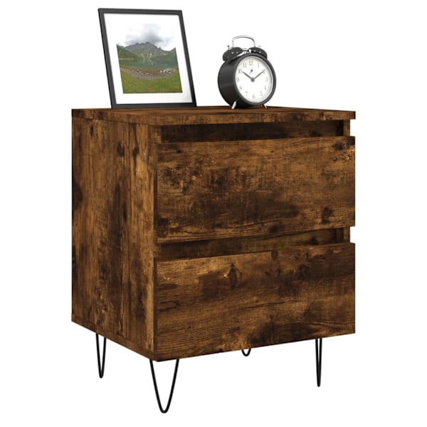 vidaXL Sängbord 2 st rökfärgad ek 40x35x50 cm konstruerat trä Brun