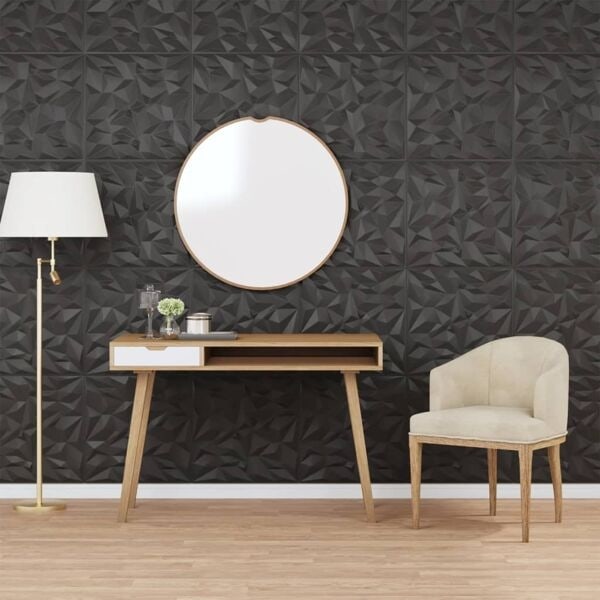 vidaXL Väggpaneler 12 st svart 50x50 cm XPS 3 m² ametist Svart