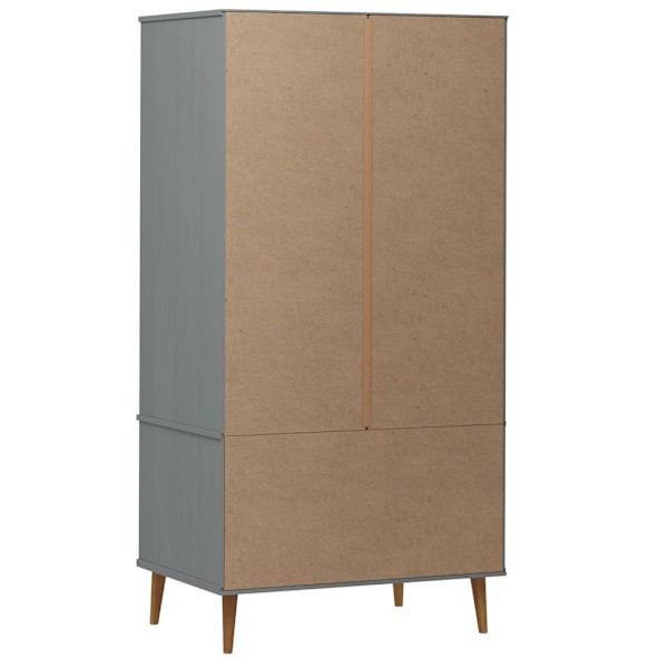 vidaXL Klädskåp MOLDE grå 90x55x175 cm massiv furu Grå
