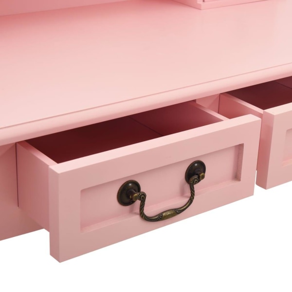 vidaXL Sminkbord med pall rosa 80x69x141 cm paulowniaträ Rosa
