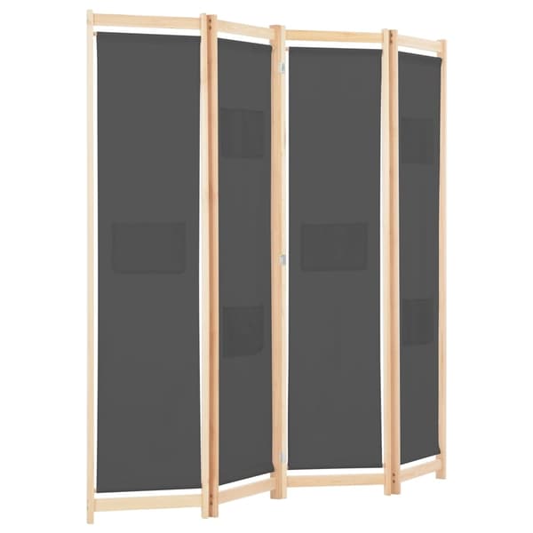 vidaXL Rumsavdelare 4 paneler 160x170x4 cm grå tyg grå