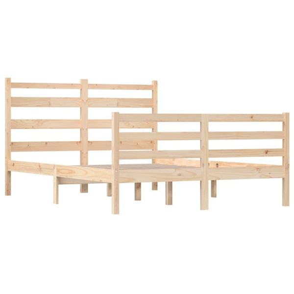 vidaXL Sängram massiv furu 140x200 cm Brun