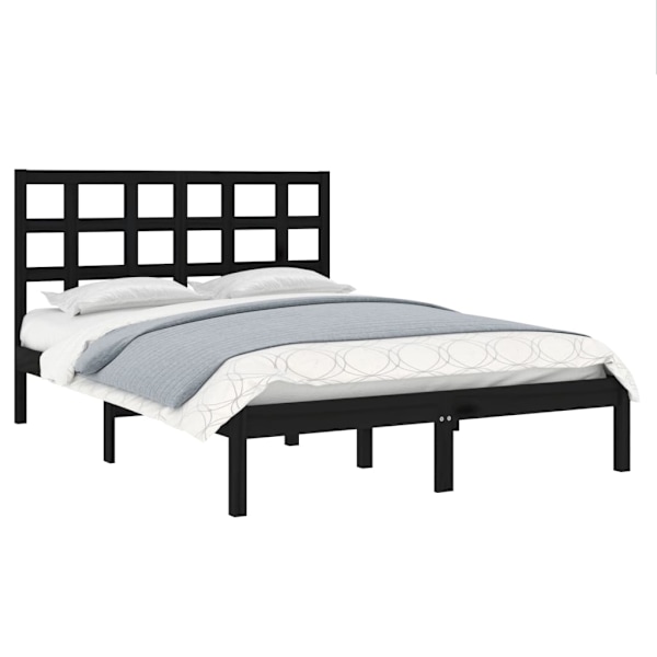 vidaXL Sängram svart massivt trä 120x190 cm Svart