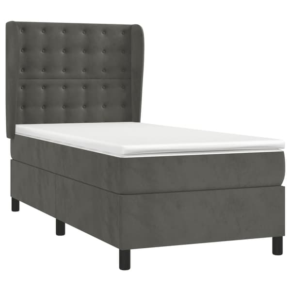 vidaXL Ramsäng med madrass mörkgrå 90x200 cm sammet Grå