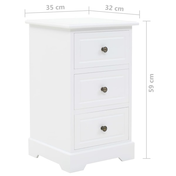 vidaXL Nattduksbord MDF och furu 35x32x59 cm Vit