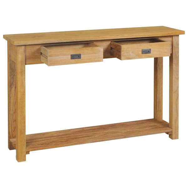 vidaXL Konsolbord i massiv teak 120x30x80 cm Brun