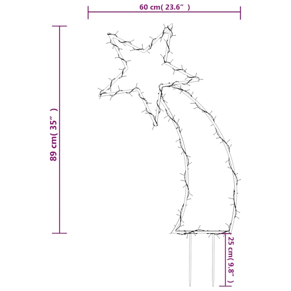 vidaXL Julmeteor med spett 115 LEDs 85 cm Svart