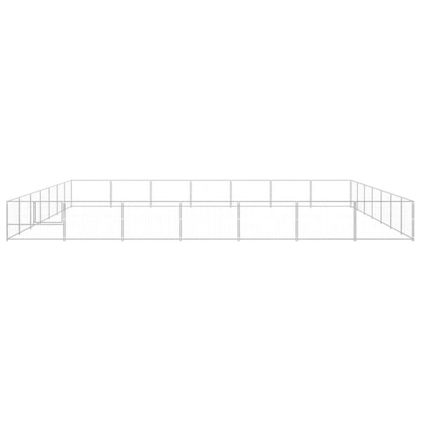 vidaXL Hundgård silver 49 m² stål Silver
