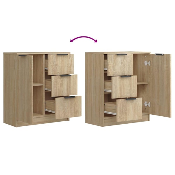 vidaXL Skänkar 2 st sonoma-ek 60x30x70 cm konstruerat trä Brun