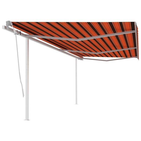 vidaXL Markis med stolpar manuellt infällbar 6x3,5 m orange och brun Flerfärgsdesign