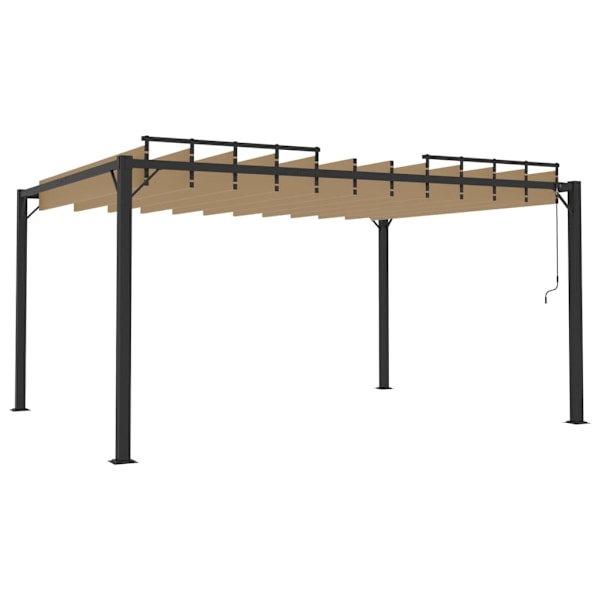 vidaXL Paviljong med lamelltak 3x4 m taupe tyg och aluminium Taupe