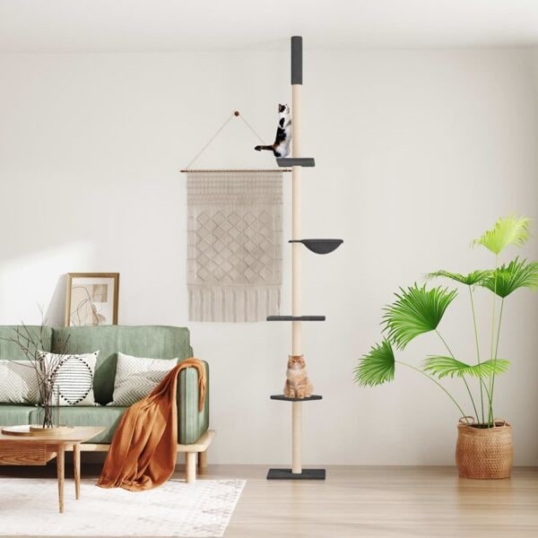 vidaXL Golv-till-tak klösträd mörkgrå 263,5-289,5 cm Grå