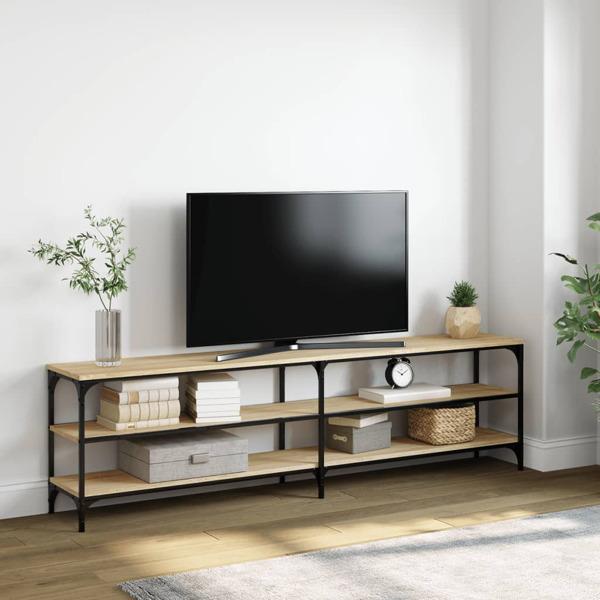 vidaXL Tv-bänk sonoma-ek 180x30x50 cm konstruerat trä och metall Brun