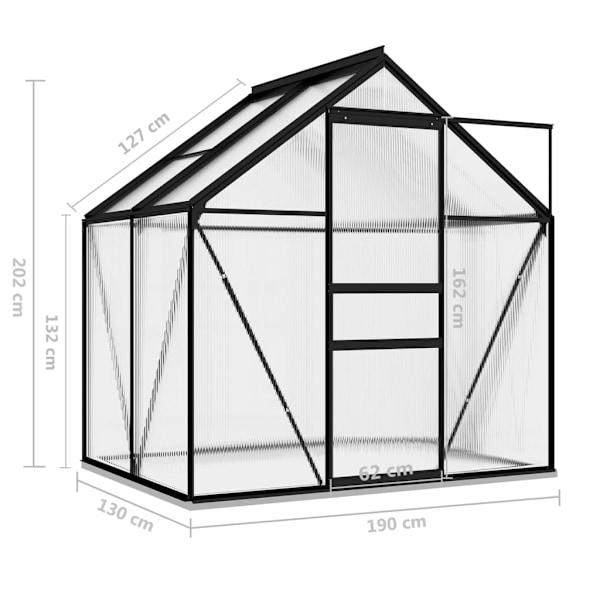 vidaXL Växthus antracit aluminium 2,47 m³ Antracit
