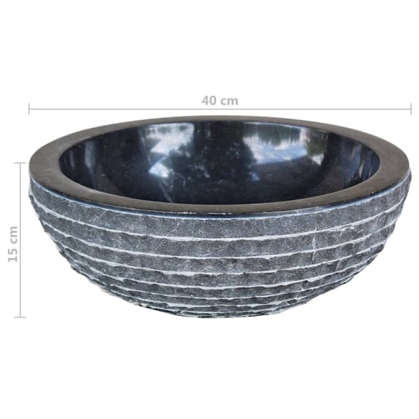 vidaXL Handfat marmor 40 cm svart Svart