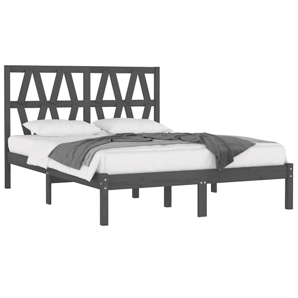 vidaXL Sängram grå massiv furu 120x200 cm Grå
