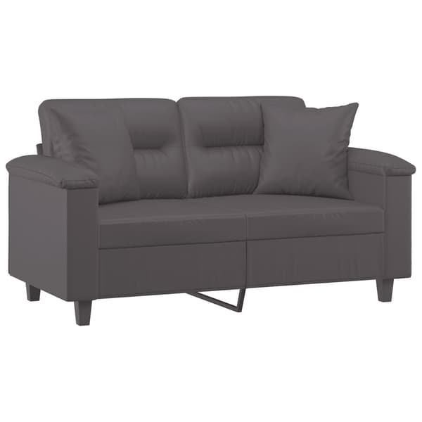 vidaXL 2-sits soffa med prydnadskuddar grå 120 cm konstläder Grå