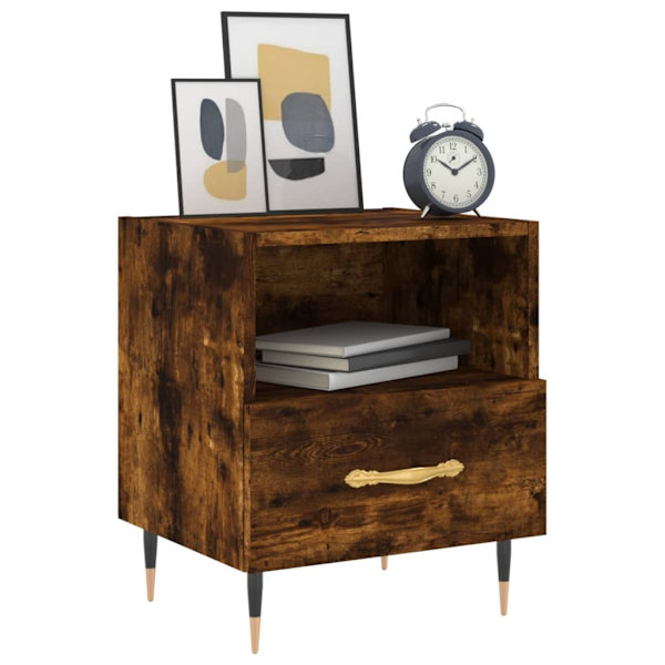 vidaXL Sängbord rökfärgad ek 40x35x47,5 cm konstruerat trä Brun