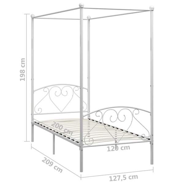 vidaXL Sänghimmel utan madrass vit metall 120x200 cm Vit