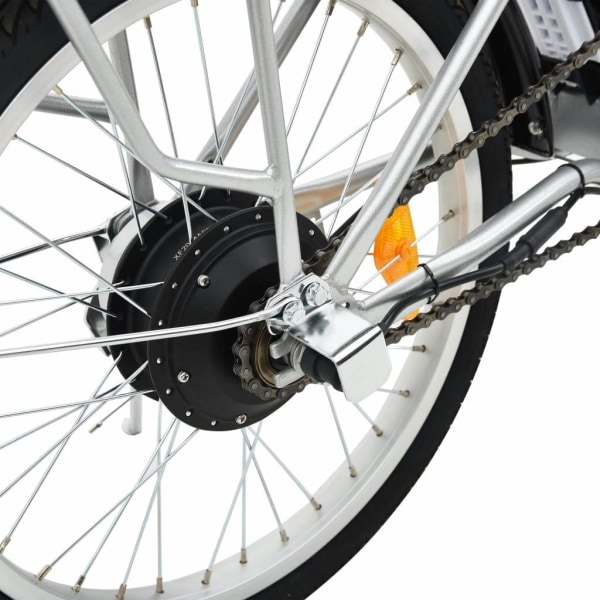 vidaXL Ihopfällbar elektrisk cykel med litium-jon batteri och al Silver
