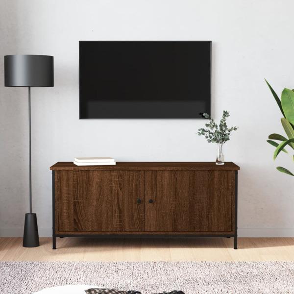 vidaXL Tv-bänk med dörrar brun ek 102x35x45 cm konstruerat trä Brun