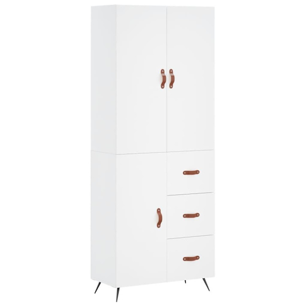vidaXL Högskåp vit 69,5x34x180 cm konstruerat trä Vit