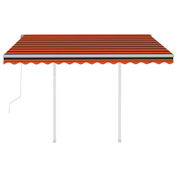 vidaXL Markis med stolpar automatisk infällbar 3,5x2,5 m orange/brun Orange