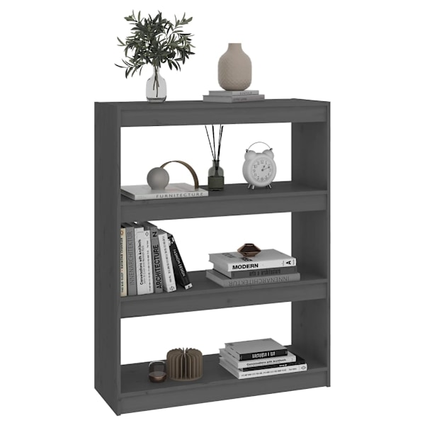 vidaXL Bokhylla/Rumsavdelare grå 80x30x103,5 cm massiv furu grå