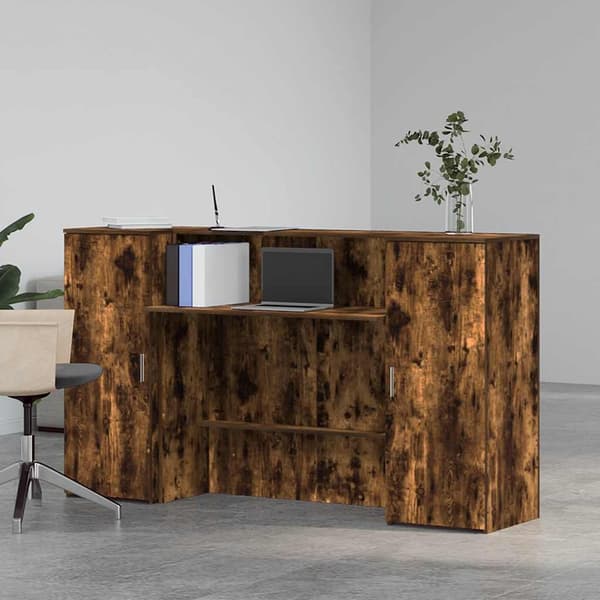 vidaXL Receptionsdisk rökfärgad ek 180x50x103,5 cm konstruerat trä Brun