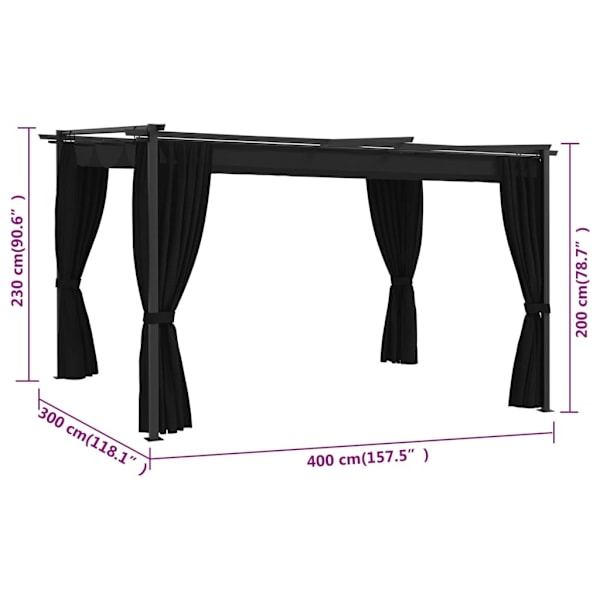 vidaXL Paviljong 4x3 m antracit Antracit