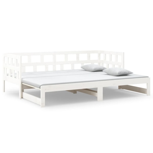 vidaXL Dagbädd utdragbar vit massiv furu 2x(90x200) cm Vit
