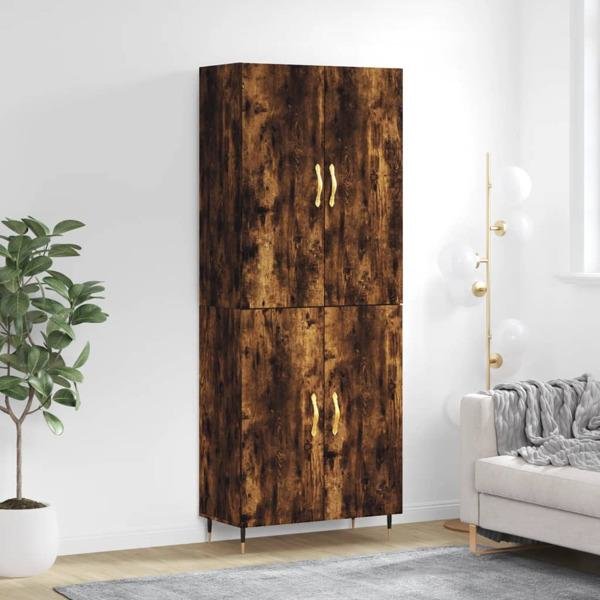 vidaXL Högskåp rökfärgad ek 69,5x34x180 cm konstruerat trä Brun