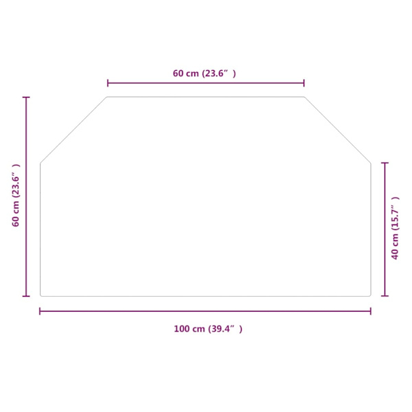vidaXL Glasskiva för öppen spis sexkantig 100x60 cm