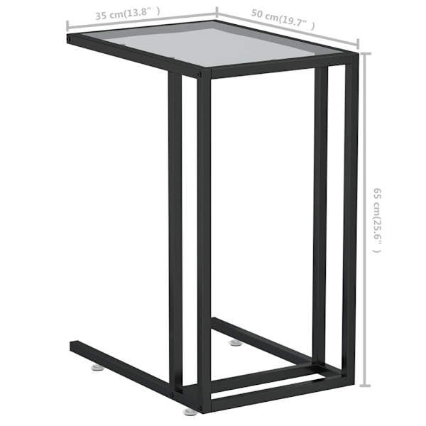 vidaXL Sidobord till datorbord genomskinligt 50x35x65 cm härdat glas Transparent