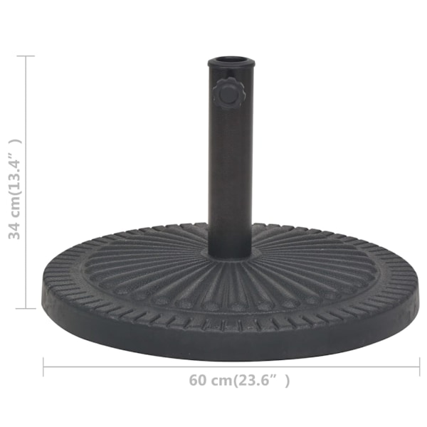 vidaXL Parasollfot i harts rund svart 29 kg Svart