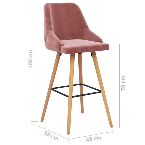 vidaXL Barstolar 2 st rosa sammet Rosa